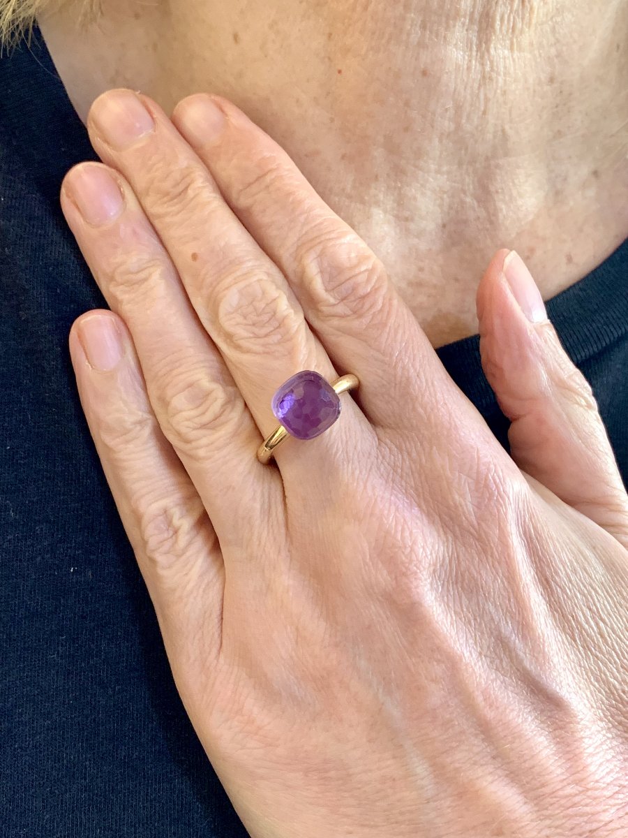 Pomellato Nudo Classic Amethyst 18 Carats Yellow Gold Ring-photo-3