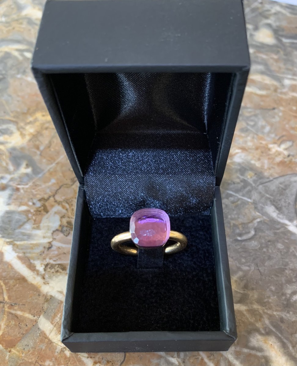 Pomellato Nudo Classic Amethyst 18 Carats Yellow Gold Ring-photo-4