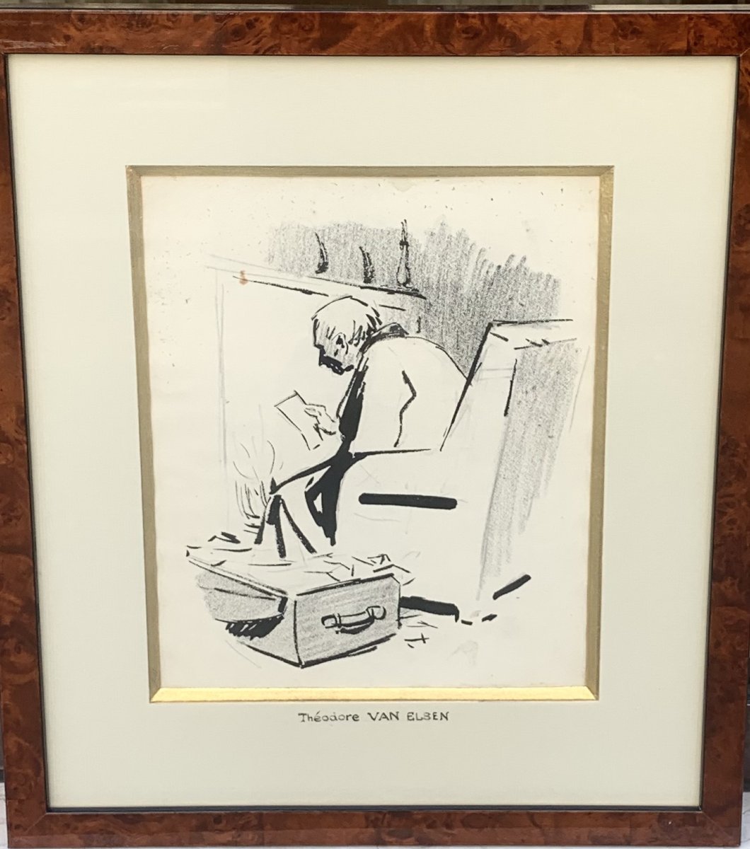 Le Vieux et son Courrier, Théodore Van Elsen, Dessin Années 30