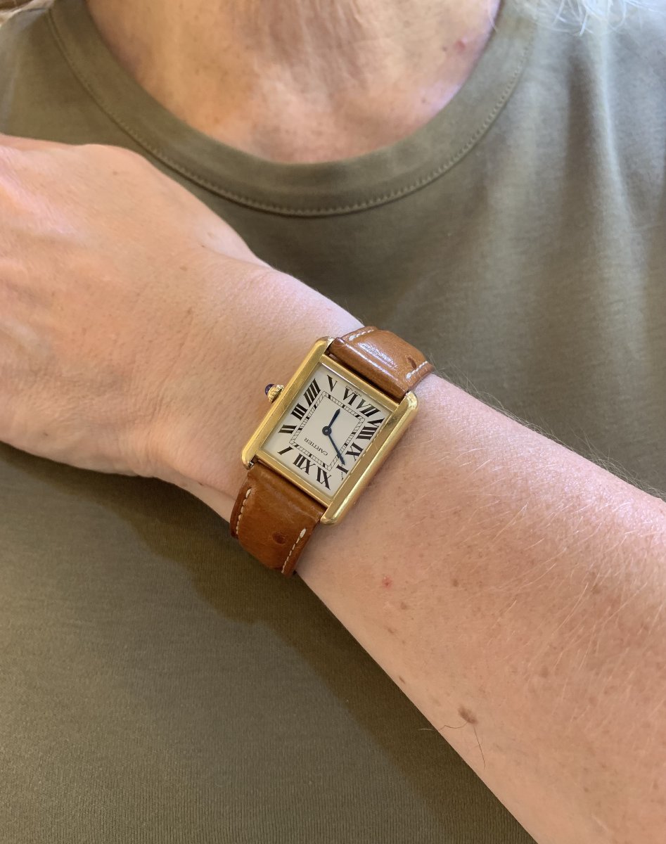 Montre Cartier Tank Solo Diamants Acier Or Jaune 18 Carats-photo-2