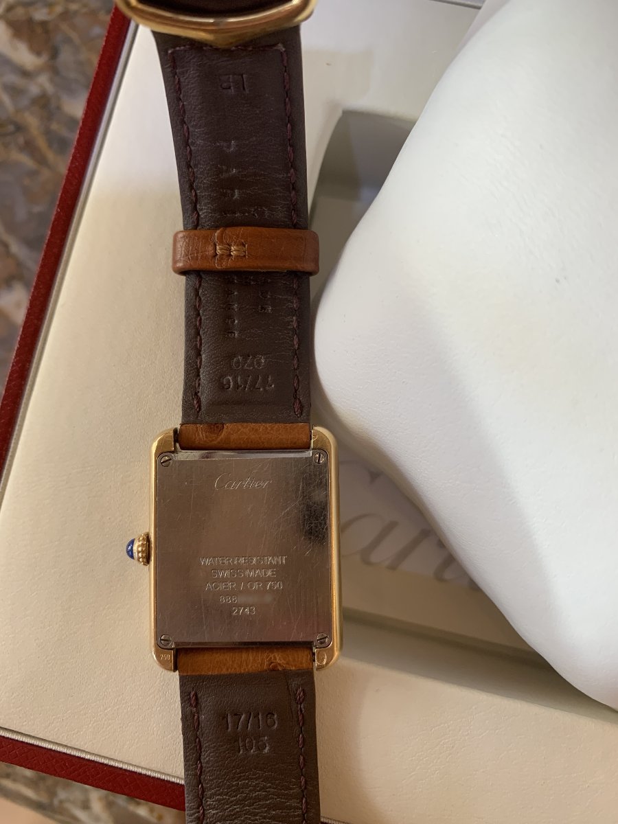Montre Cartier Tank Solo Diamants Acier Or Jaune 18 Carats-photo-3