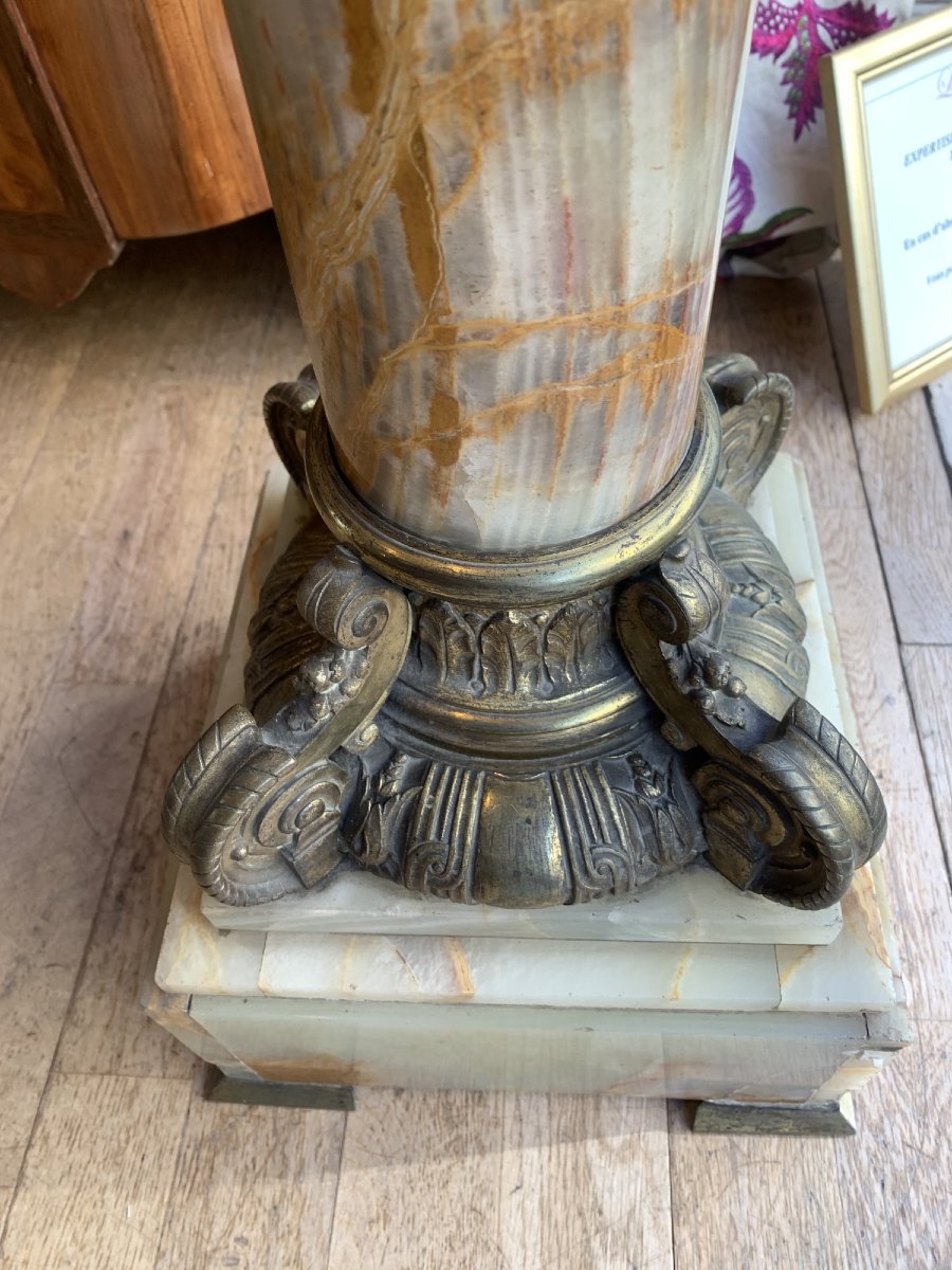 20th-century Green Onyx Corinthian Column-photo-4