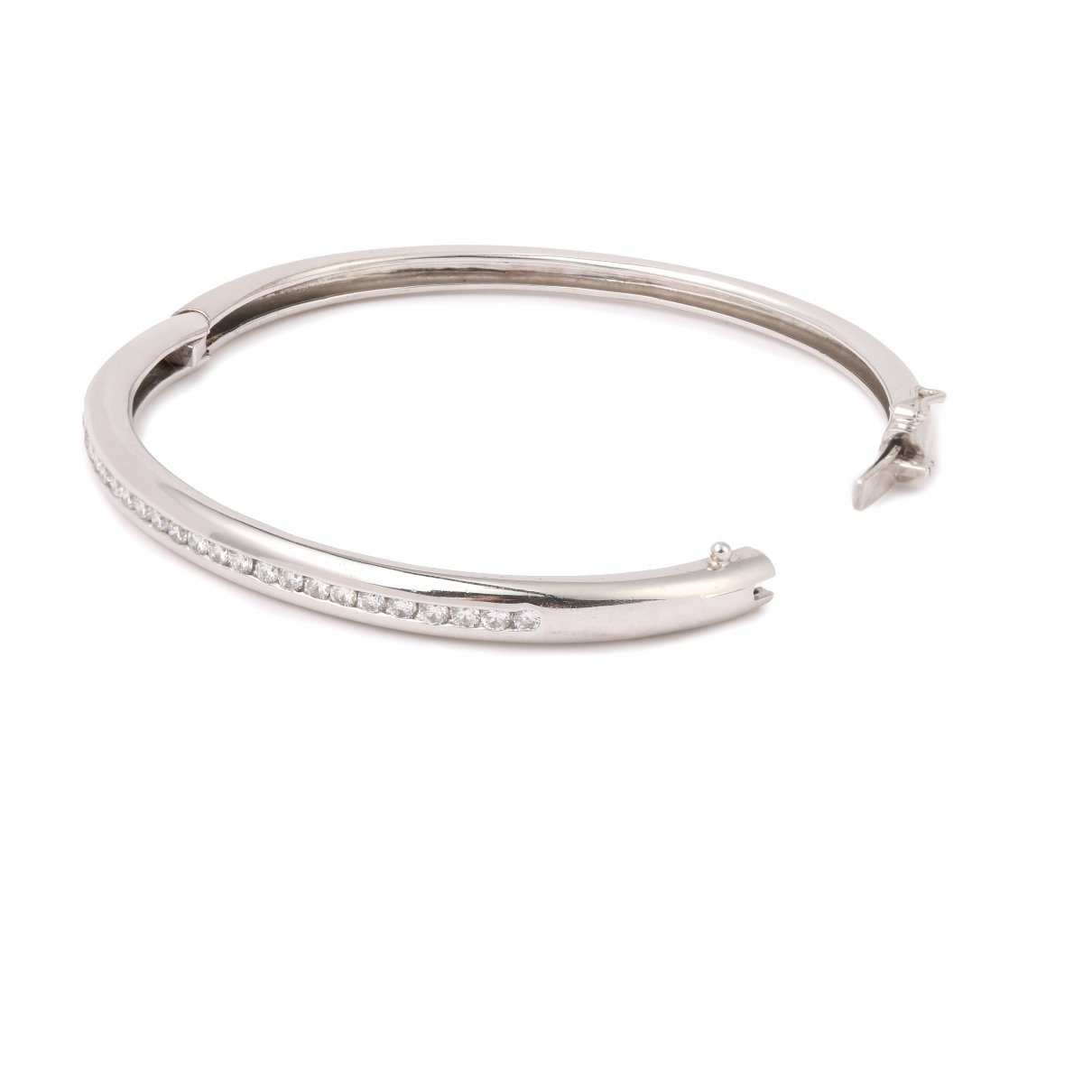 1 Carat Diamonds 18 Carats White Gold Band Bracelet-photo-2