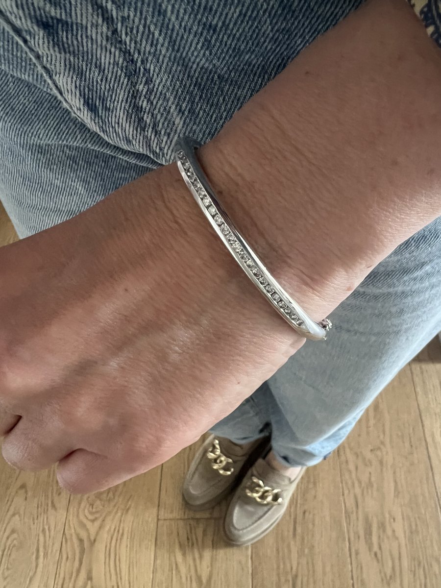 1 Carat Diamonds 18 Carats White Gold Band Bracelet-photo-4