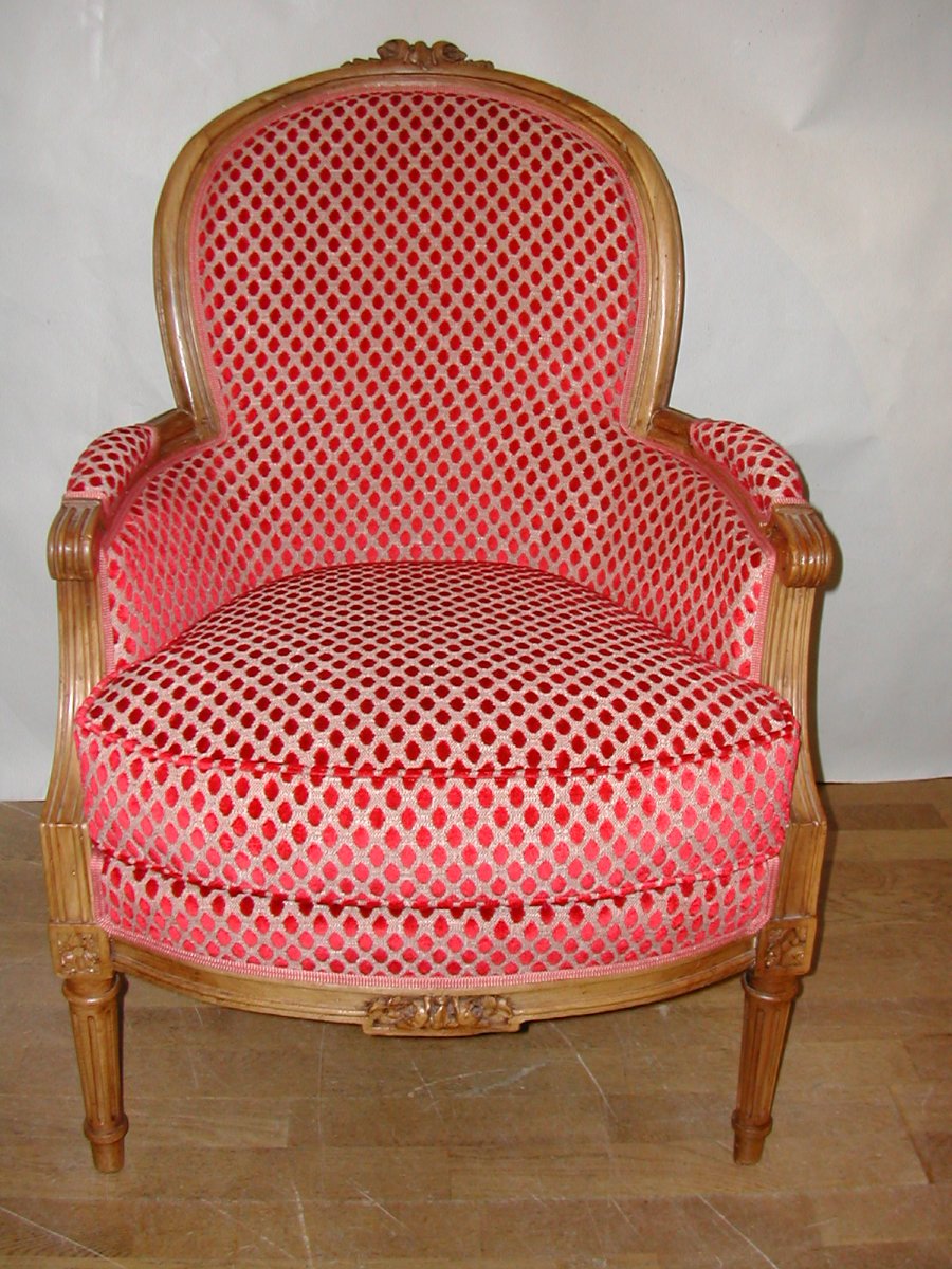 Bergère à Dossier Arrondi De Style Louis XVI -photo-2