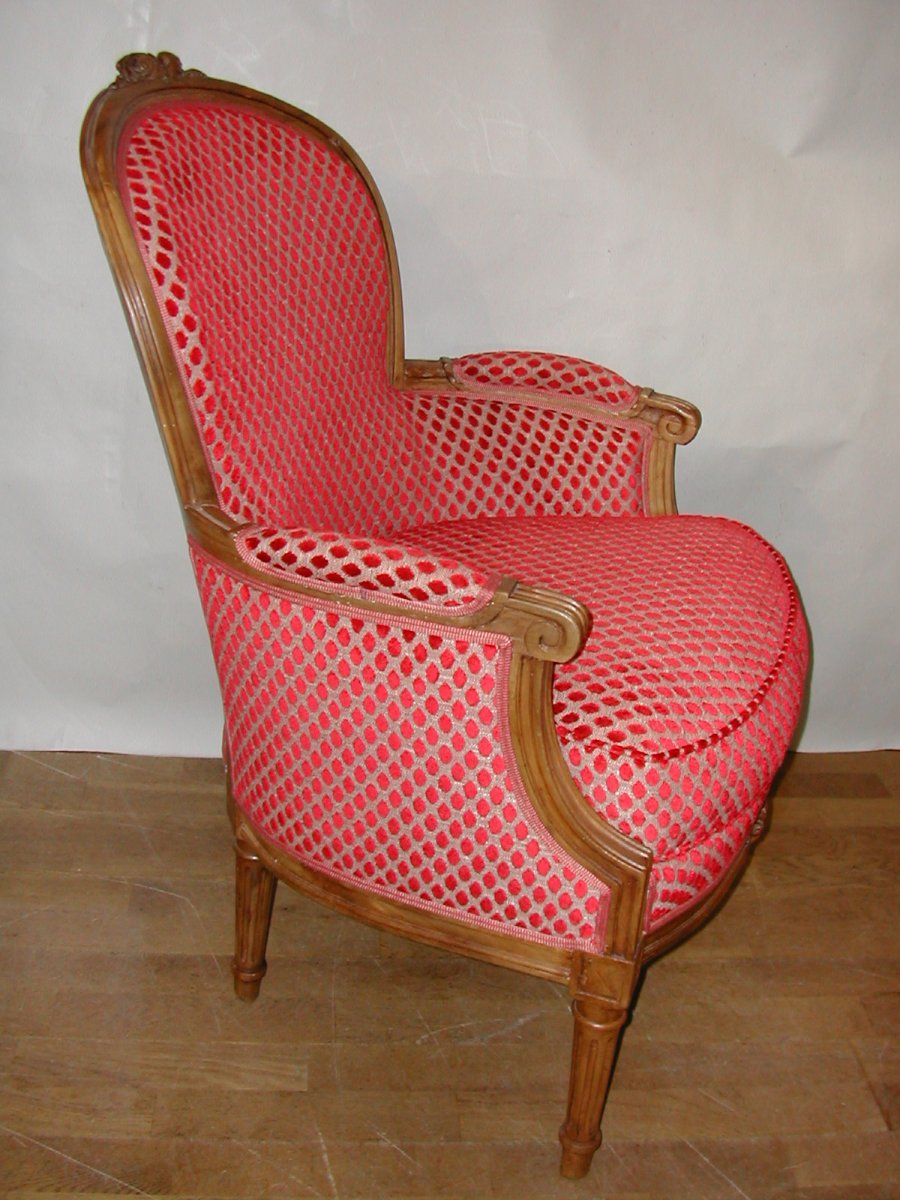 Bergère à Dossier Arrondi De Style Louis XVI -photo-3