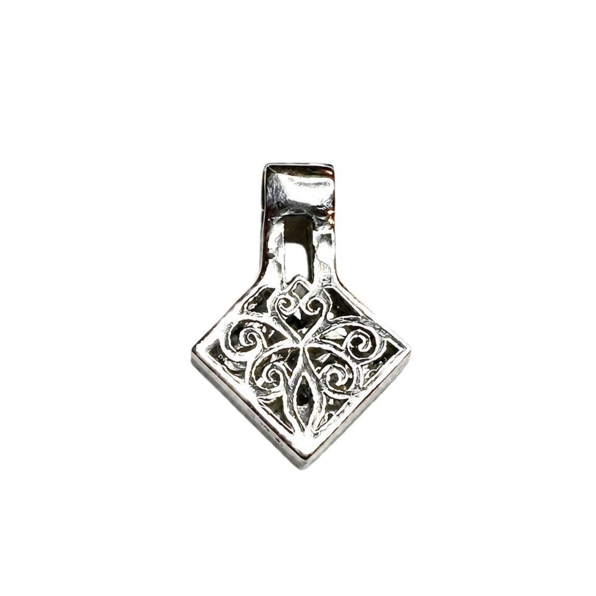 Pendentif Losange Diamants Or Gris 18 Carats-photo-3