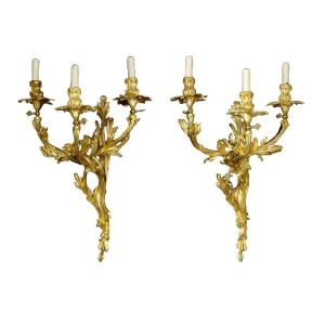 Large And Exceptional Pair Of Louis XV Style Sconces