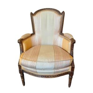 Louis XVI Natural Wood Bergere Armchair