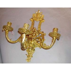 Pair Of Louis XIV Style Giltbronze Sconces 