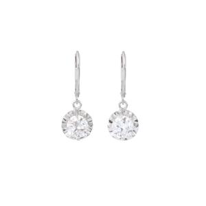 Boucles d'Oreilles Dormeuses Diamants 1.70 Carats Platine Or Gris 18 Carats