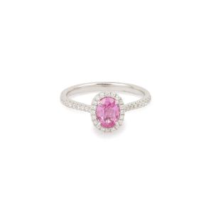 Bague Saphir Rose 0.78 Carats Diamants Or Gris 18 Carats