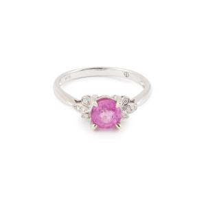 Bague Saphir Rose 1.20 Carats Diamants Or Gris 18 Carats