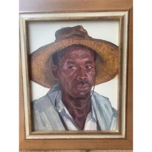 The Ferryman Of Belo On Tsiribihina, January 1953, Oil On Cardboard Signed Robert Fernier