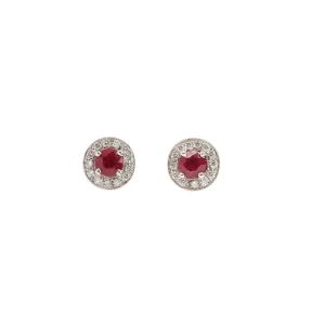 Boucles d'Oreilles Rubis Birman Diamants Or Gris 18 Carats