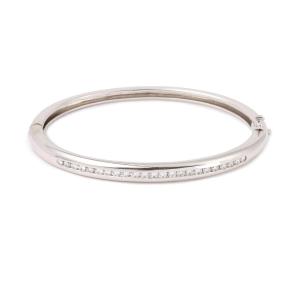 Bracelet Jonc 1 Carat Diamants Or Gris 18 Carats