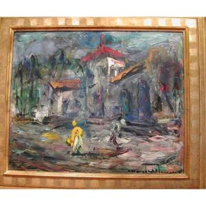 Paysage, Elmer Vagh Weimann huile sur toile