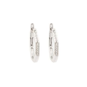 Créoles Octogonales Diamants Or Gris 18 Carats