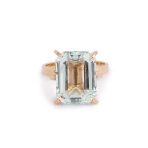 Bague Aigue-Marine Rectangle 10 Carats Or Jaune 18 Carats