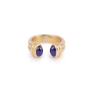 Bague Vintage Ouverte Saphirs Cabochons Or Jaune 18 Carats