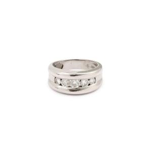 Bague Jonc 5 Diamants Or gris 18 Carats