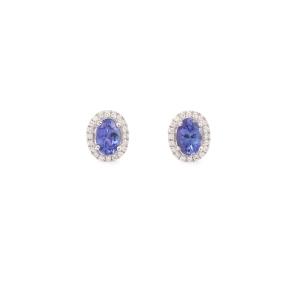 Tanzanites Diamonds 14 Carats White Gold Studs Earrings