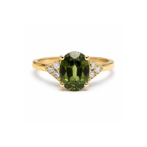2.58 Carats Green Sapphire Diamonds Rose Gold Ring