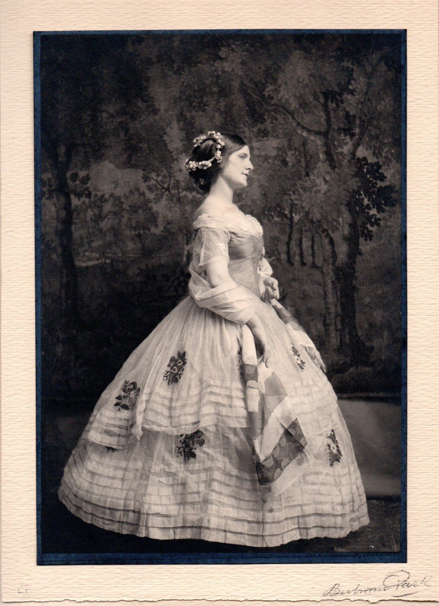 Bertram Park (1883-1972) Model In Period Costume Silver Print Signed-photo-2