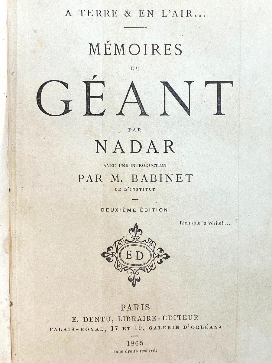 Nadar "mémoires Du Géant" 1865-photo-2