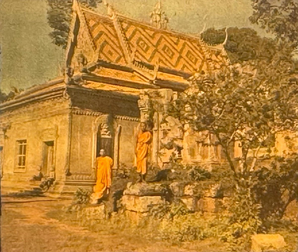 Autochrome Stéréoscopique "la Pagode,cambodge" C.1933