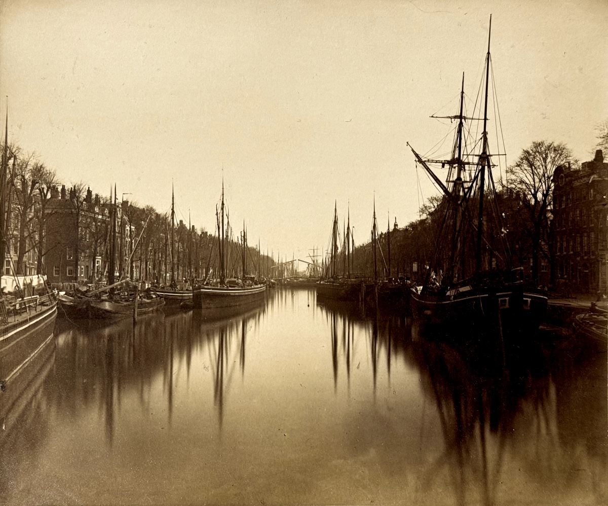 Amsterdam, Vue Sur Le Canal Tirage Albuminé d'époque  C.1870 Photographie Vintage
