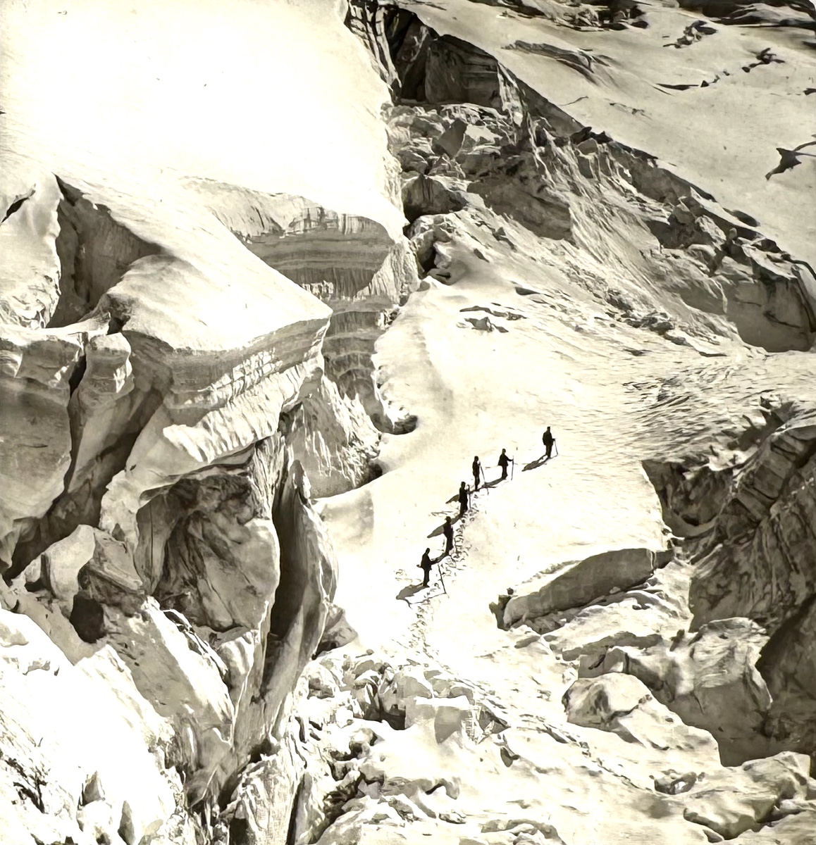 Ferrier Et Soulier Plaque De Verre Vue Stéréo "ascension Mont-blanc" Circa 1875 Photo Vintage