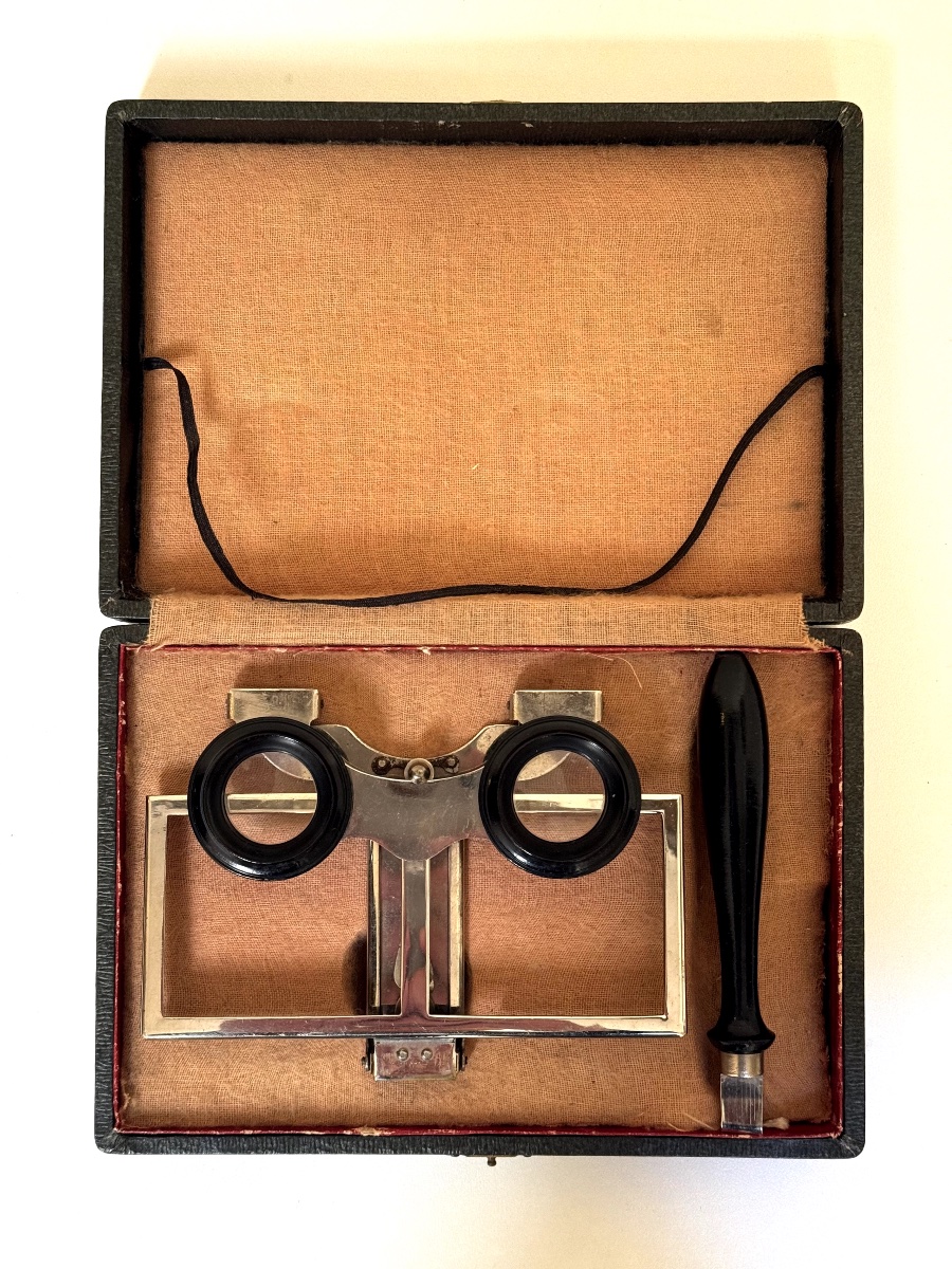 Stéréoscope de collection pliable OMNIUM III en métal circa 1910-photo-2