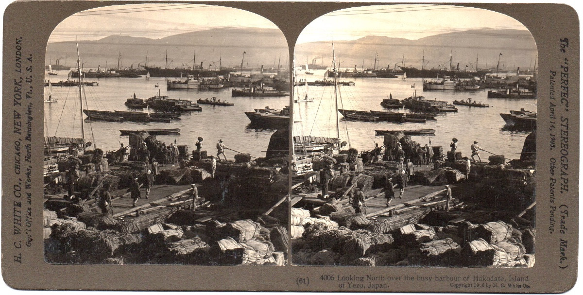 Vue stéréo tirage albuminé L'Ile de Yezo Japon H. C. White & Co Photographie stéréoscopie-photo-2