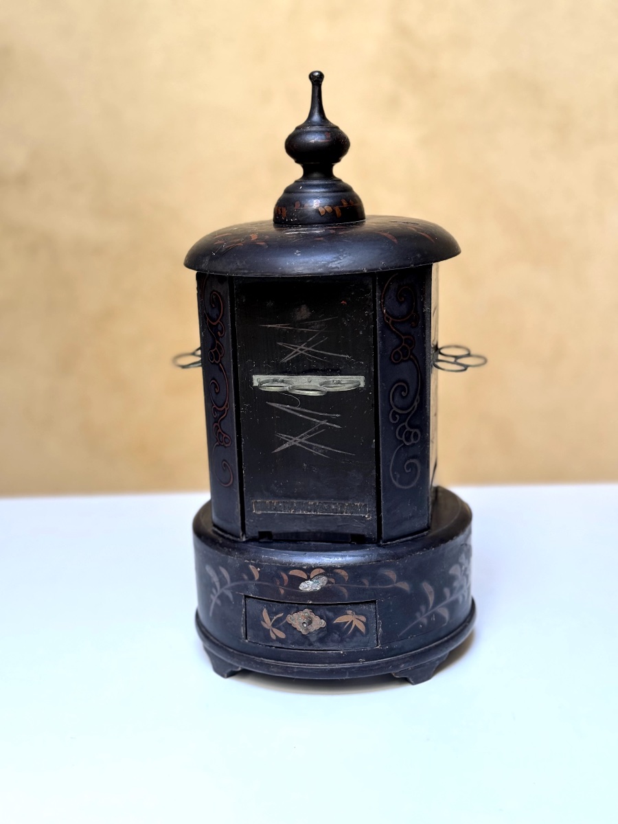 Rotating Cigar Box With 4 Albumen Prints, Japan Mid-19th Century, Photography Curiosity-photo-4