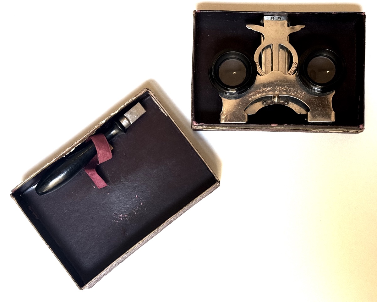 Stéréoscope de collection pliable LUMIERE GRETZINE dans sa boite circa 1910-photo-2