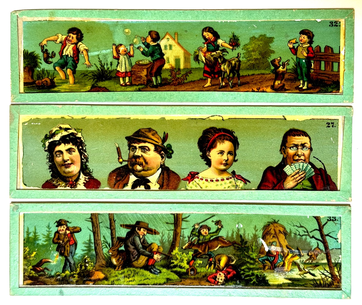 Coffret 12 plaques de verre Ernst Plank pour lanterne magique c.1870 -photo-1