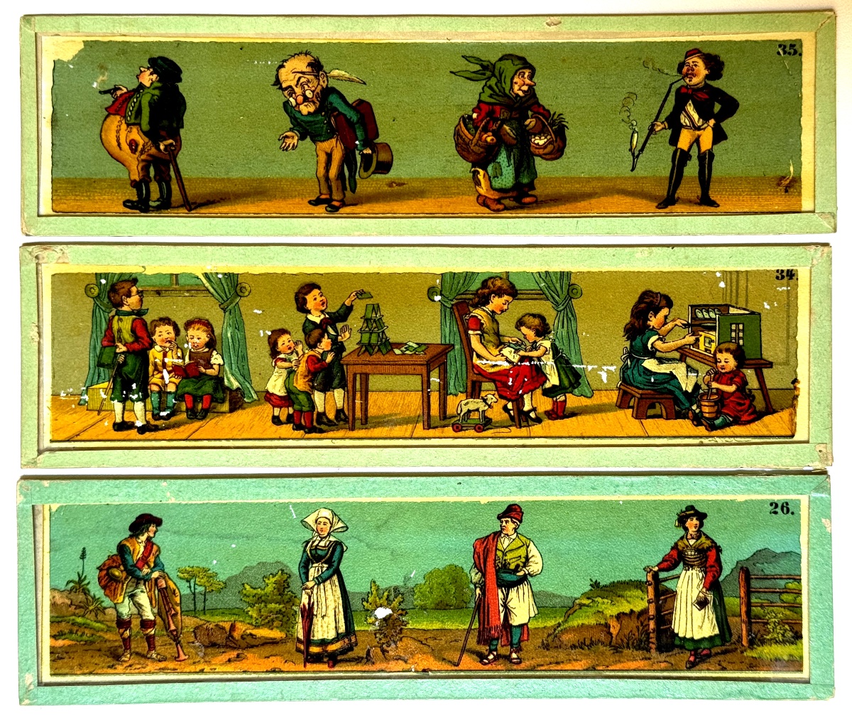 Coffret 12 plaques de verre Ernst Plank pour lanterne magique c.1870 -photo-2