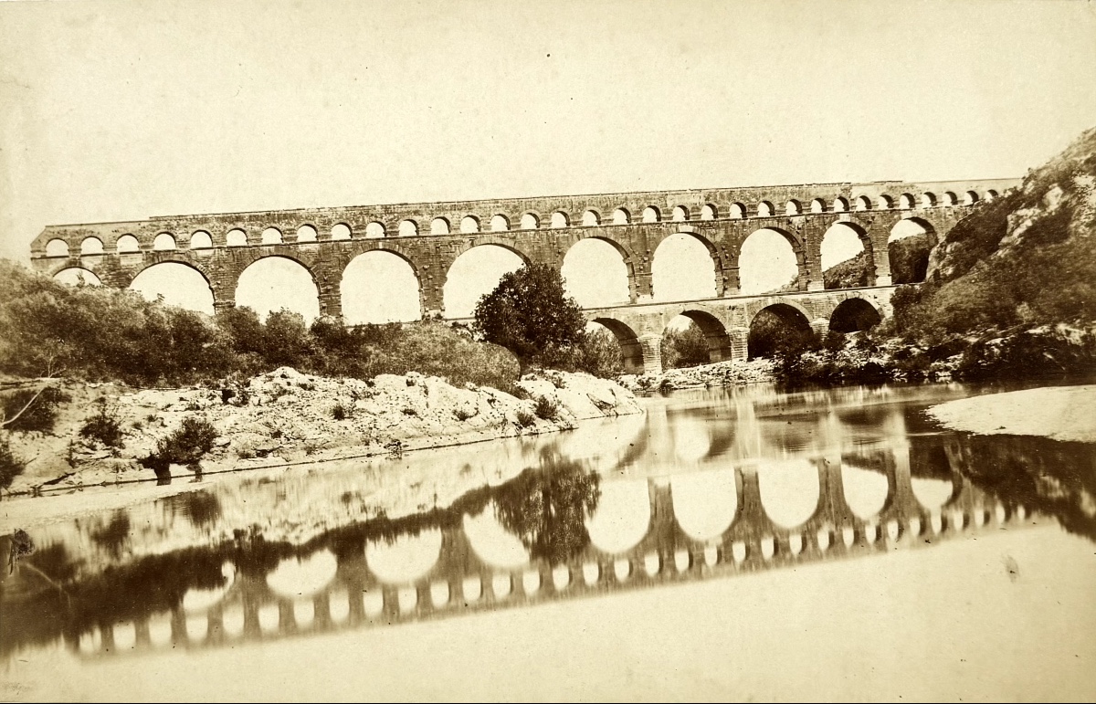 Edouard Baldus (1813-1889) Le Pont Du Gard, Circa 1861 Vintage Albumen Print Photograph