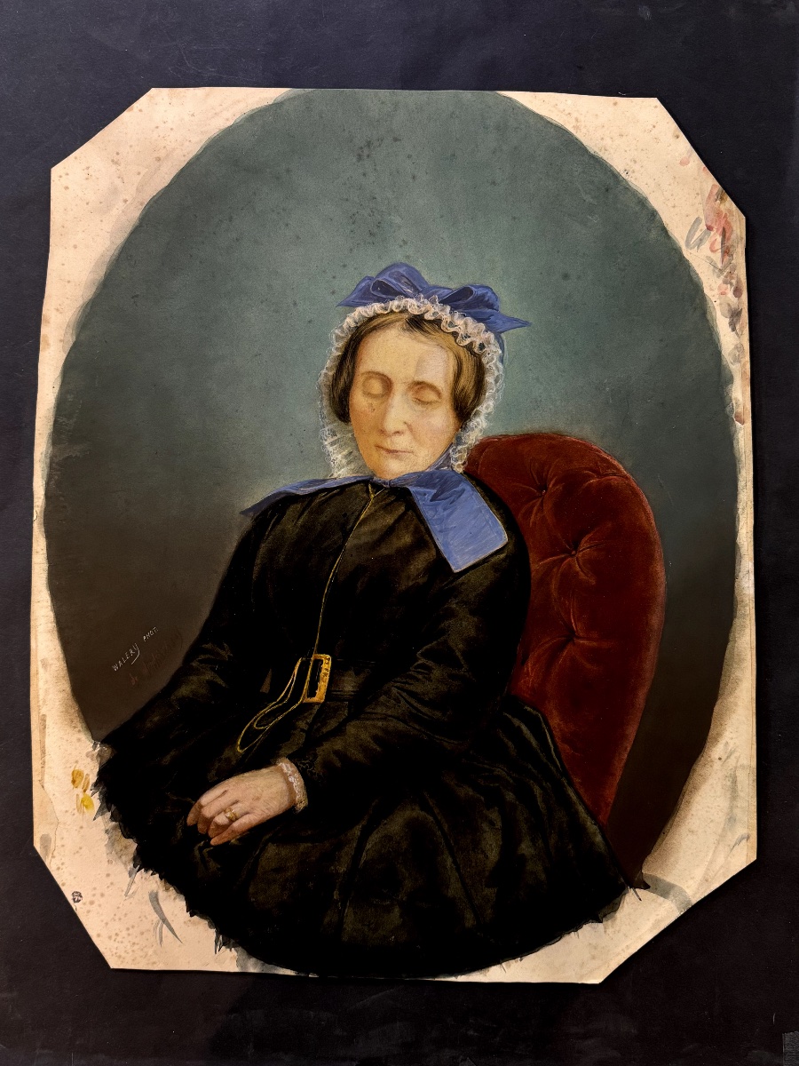 Post-mortem Portrait Enhanced By Walery Circa 1860, 19th-century Photograph, Painted Albumen Print-photo-2