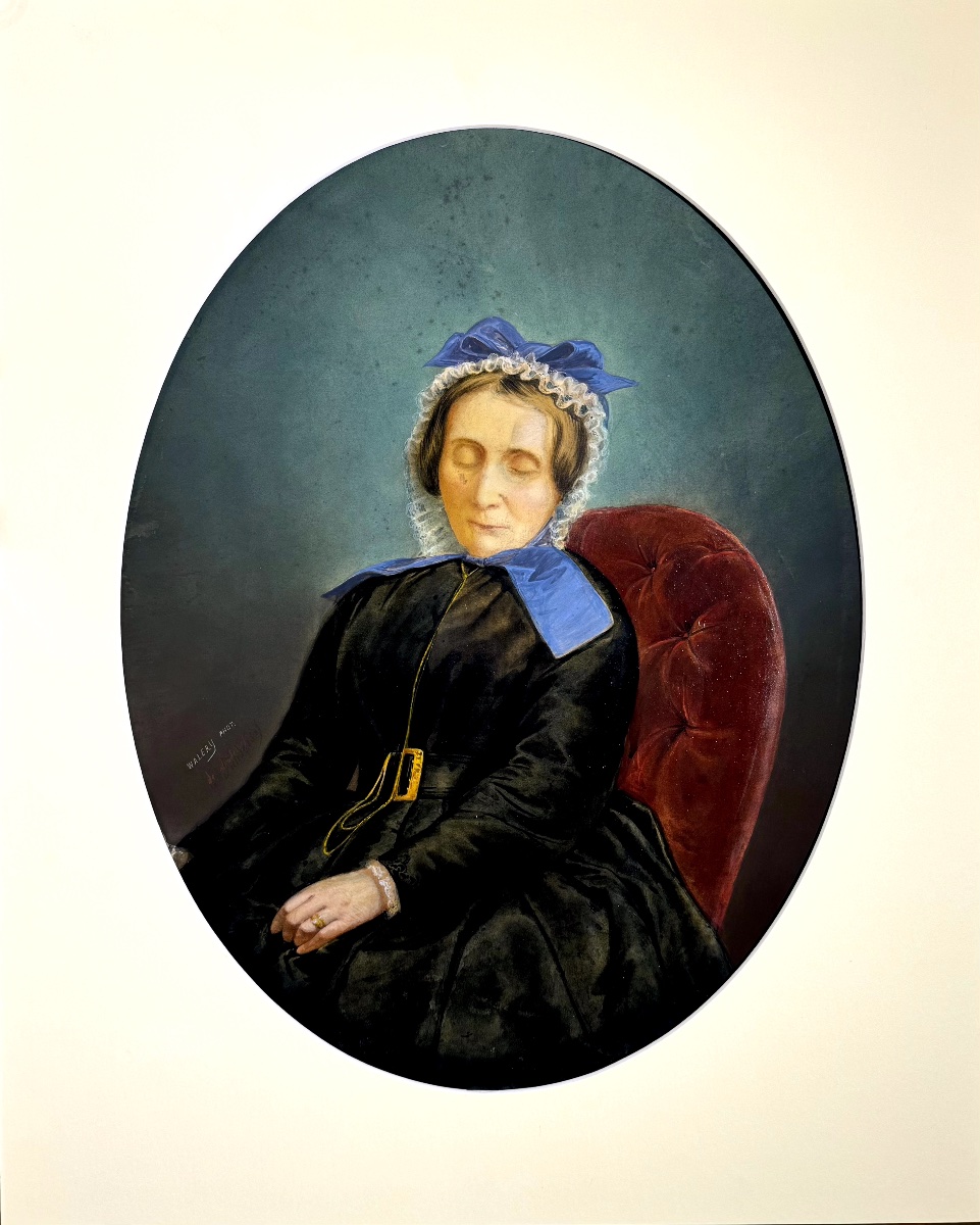 Post-mortem Portrait Enhanced By Walery Circa 1860, 19th-century Photograph, Painted Albumen Print-photo-3