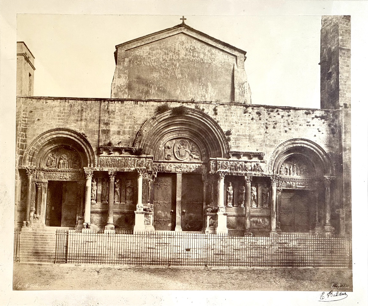 Edouard BALDUS (1813-1889), Eglise Saint-Gilles , signé, c. 1856 tirage albuminé photographie-photo-2