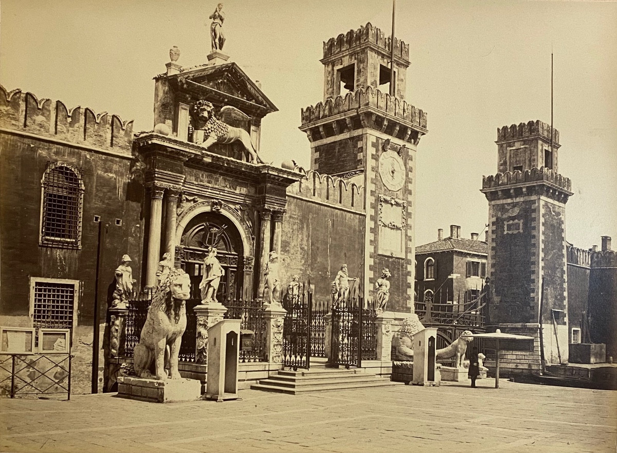 Carlo Naya, The Venice Arsenal, Italy C. 1880 Vintage Albumen Print Photograph