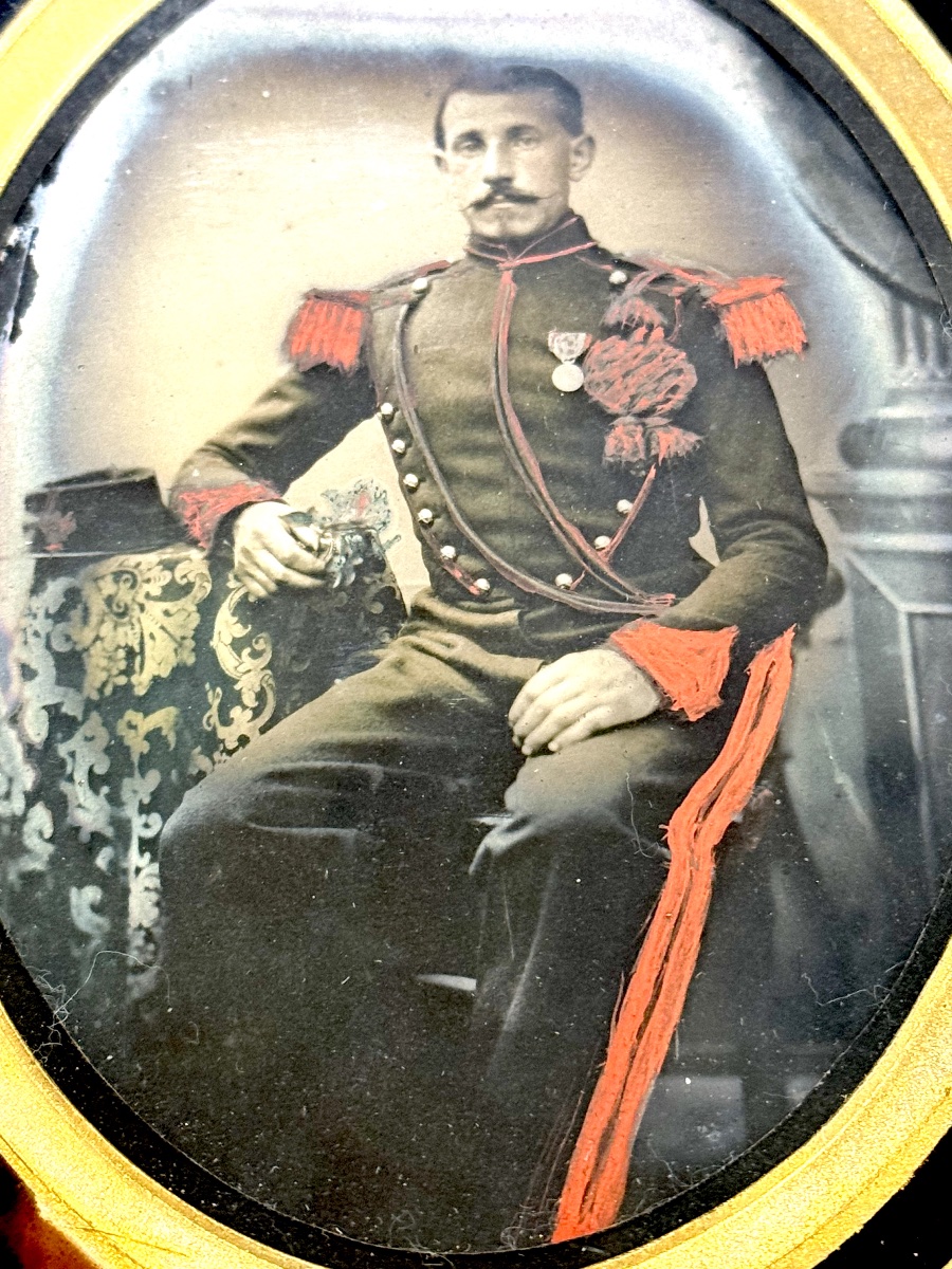 Ambrotype Enhanced With A Military Officer Circa 1860, Vintage Photograph-photo-3