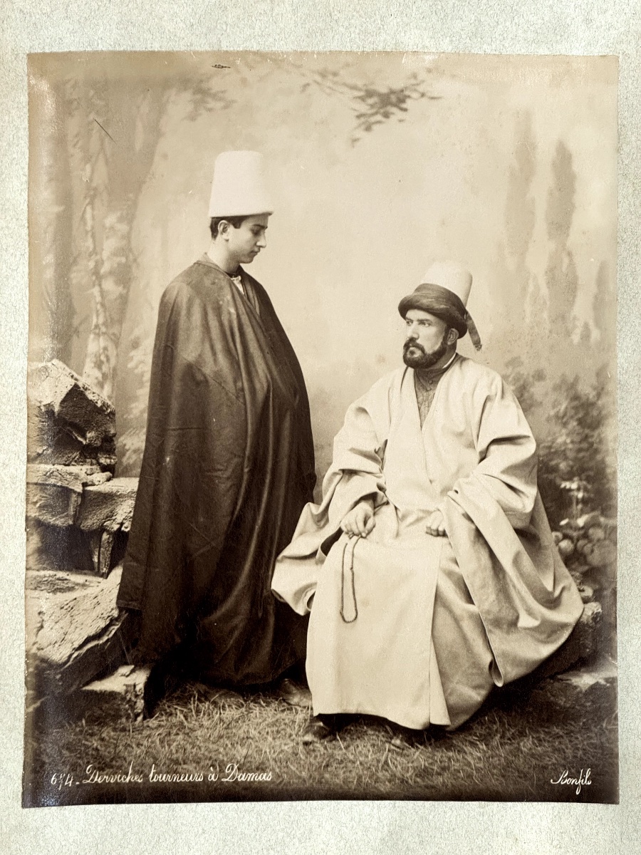 Felix BONFILS (1831-1885) "Derviches Tourneurs à Damas"  circa 1870  tirage albuminé d'époque-photo-2