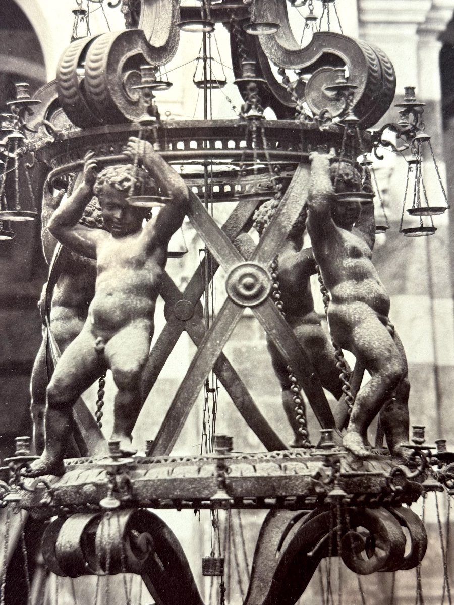 Carlo Ponti (1823-1893) The Lamp Of Galileo, Pisa C.1865 Albumen Print Vintage Photograph-photo-2
