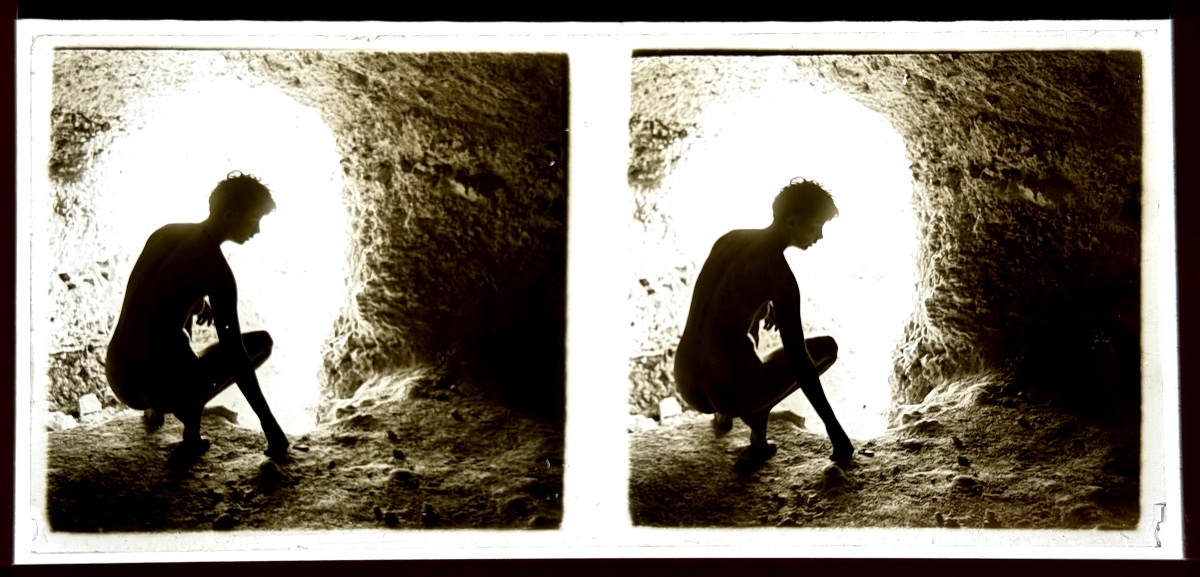 Plaque de verre positive, Nu stéréoscopique, "La Grotte" c.1925 photographie-photo-2
