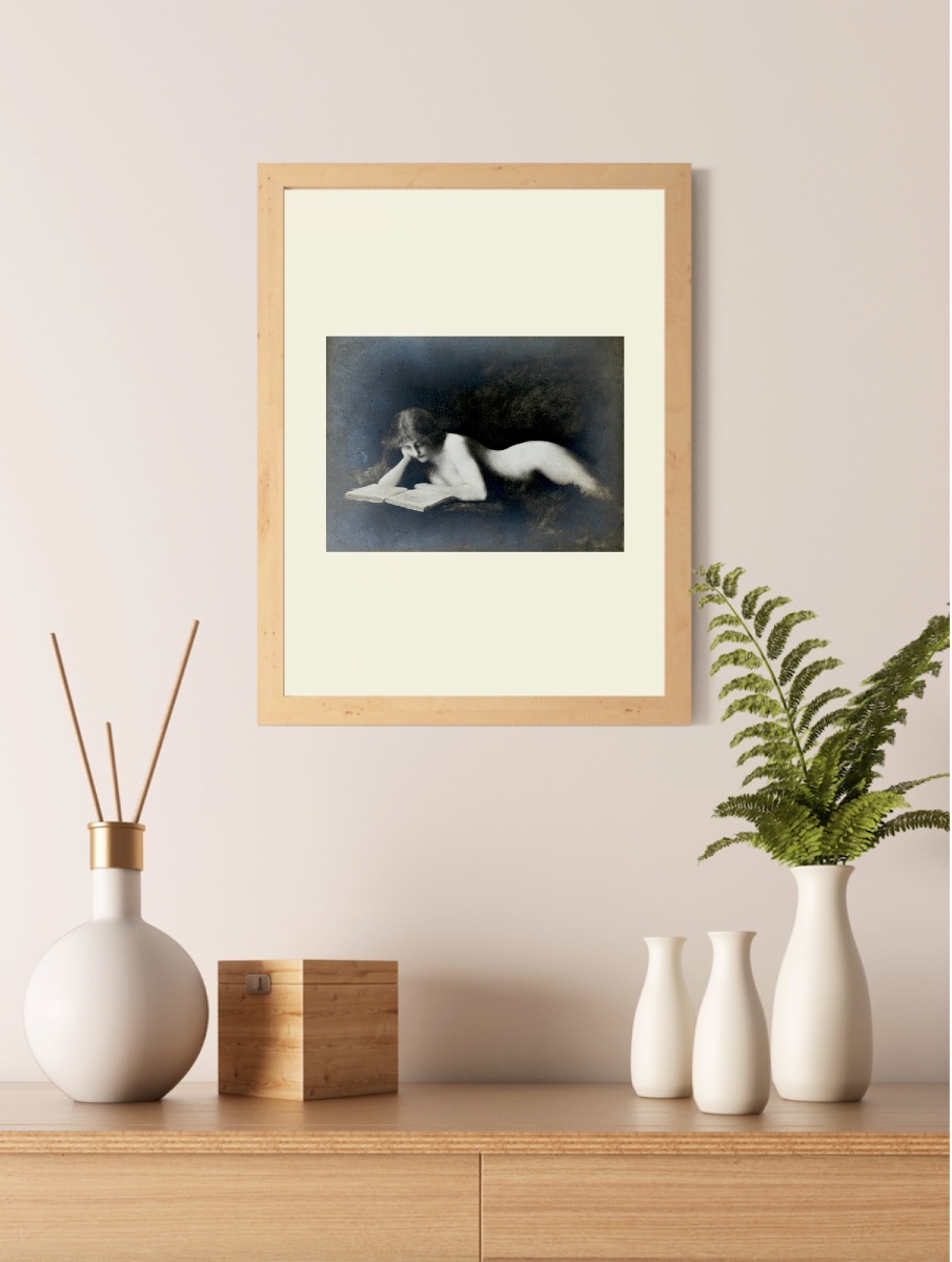 Silver Gelatin Print "the Reader" After Jean-jacques Henner Circa 1890 Nude Photograph-photo-2