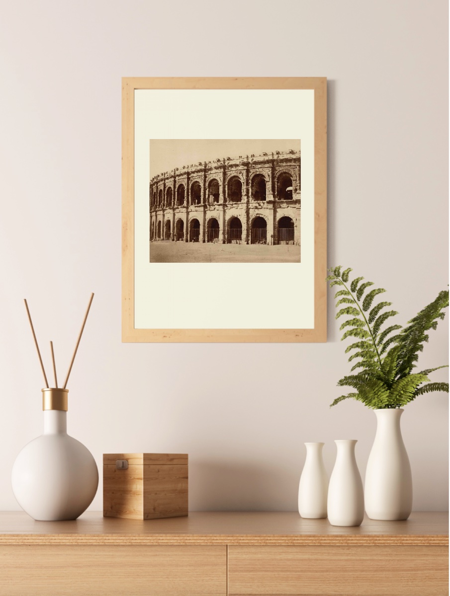 Edouard BALDUS), Amphithéâtre de Nimes, signé, circa 1860 Tirage albuminé d'époque photographie-photo-4