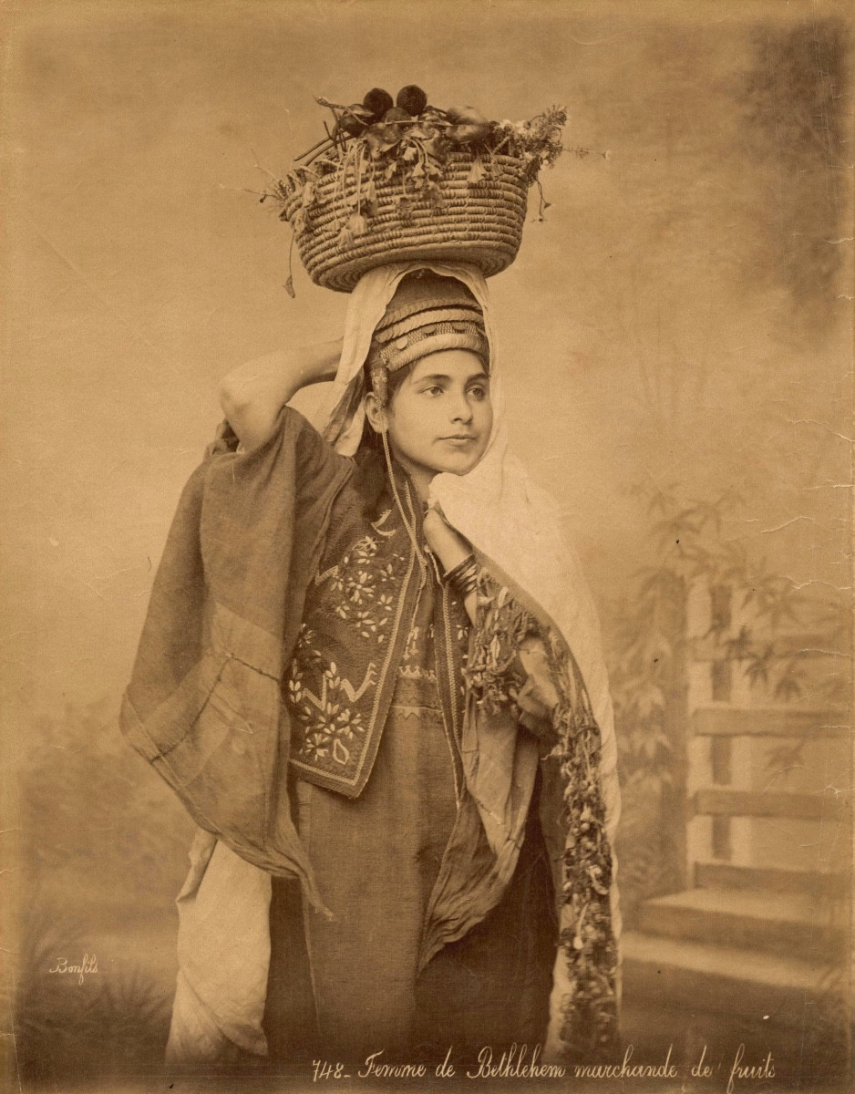 Felix Bonfils "woman Of Bethlehem Fruit Seller" Circa 1870 Albumen Print Photograph